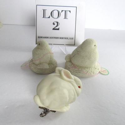 Vintage Dept 56 Easter Chicks and Clip on Rabbit Easter Items