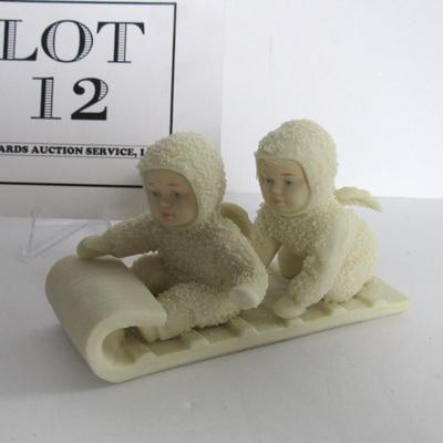 Older Dept 56 Snowbabies on Tobaggon: Let's Go Sledding