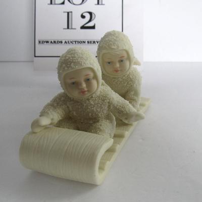 Older Dept 56 Snowbabies on Tobaggon: Let's Go Sledding