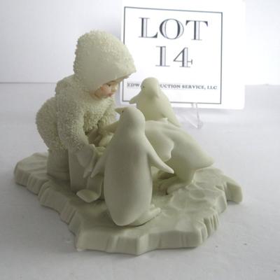 Older Dept 56 Snowbabies With Penguins: Helpful Friends