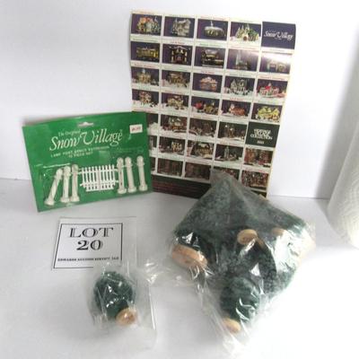 Older Dept 56 Metal Fence, Stickers, Trees and Bushes