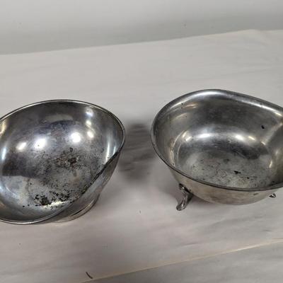 Williamsburg Stieff Pewter CW 80-13 Teapots & Silverplated Bowls