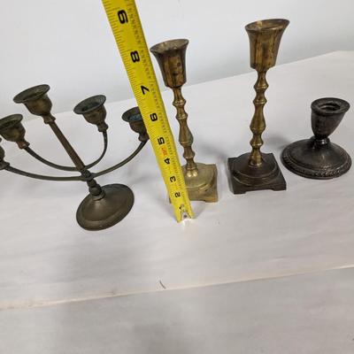 Sterling Weighted & Brass Candlesticks