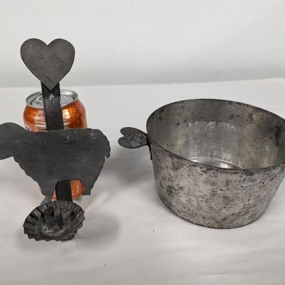 Vintage Sheep Candle Holder & Cake Tin With Heart Handles