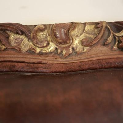 Two Antique Project Leather Embossed Chairs (see description)