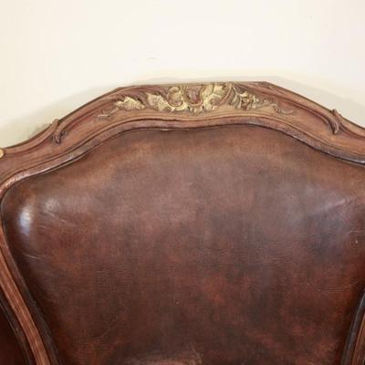Two Antique Project Leather Embossed Chairs (see description)