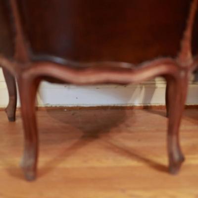 Two Antique Project Leather Embossed Chairs (see description)