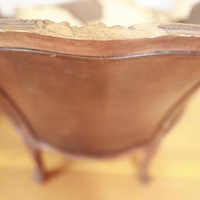 Two Antique Project Leather Embossed Chairs (see description)