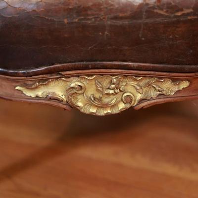 Two Antique Project Leather Embossed Chairs (see description)