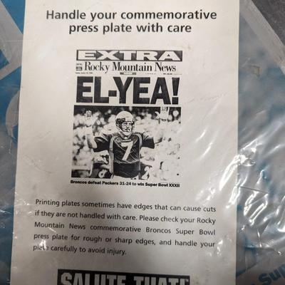 Metal Extra Rocky Mountain News EL-Yea Commemorative Press Plate