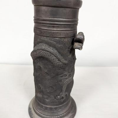 Japanese Bronze Finish Over Metal Dragon Themed Umbrella Stand