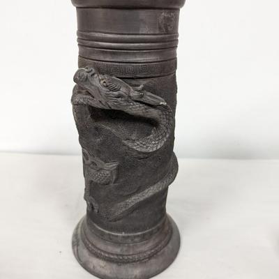 Japanese Bronze Finish Over Metal Dragon Themed Umbrella Stand