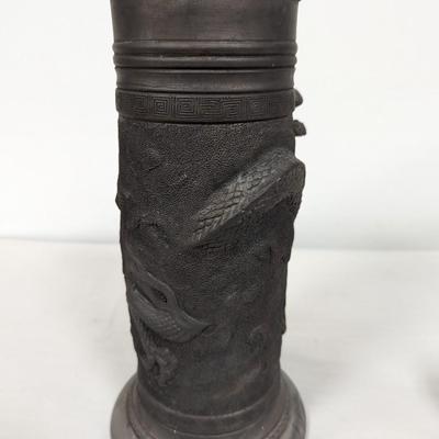 Japanese Bronze Finish Over Metal Dragon Themed Umbrella Stand