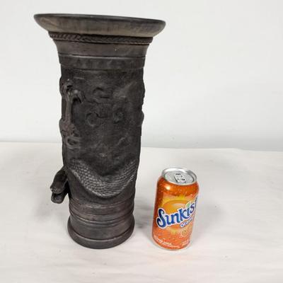 Japanese Bronze Finish Over Metal Dragon Themed Umbrella Stand