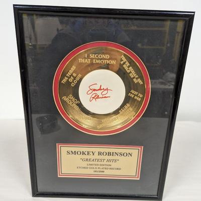 Signed Smokey Robinson "Greatest Hits" Limited Edition Etched Gold Plated Record 101/2500