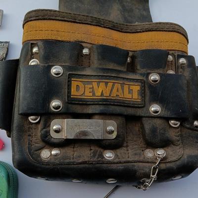 Dewalt tool bag with an assortment of hand tools - screwdrivers and more