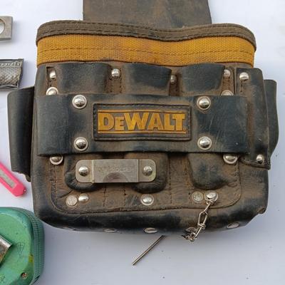 Dewalt tool bag with an assortment of hand tools - screwdrivers and more
