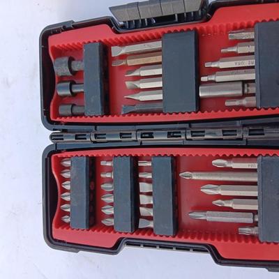 Assortment of Craftsman Driver bits and other brand bits and a driver