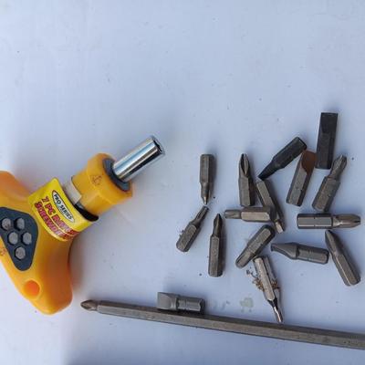 Assortment of Craftsman Driver bits and other brand bits and a driver