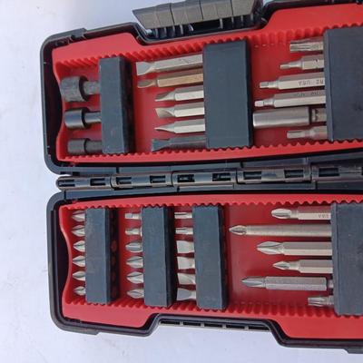 Assortment of Craftsman Driver bits and other brand bits and a driver