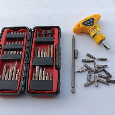 Assortment of Craftsman Driver bits and other brand bits and a driver