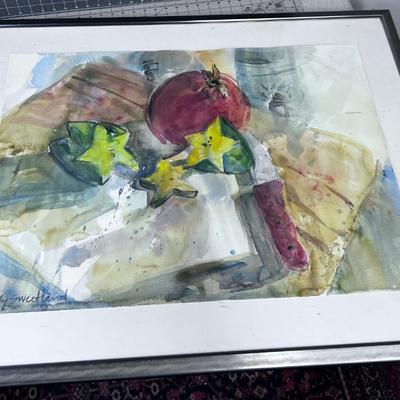 Framed Water Color by Sally Sweetland, Food Content