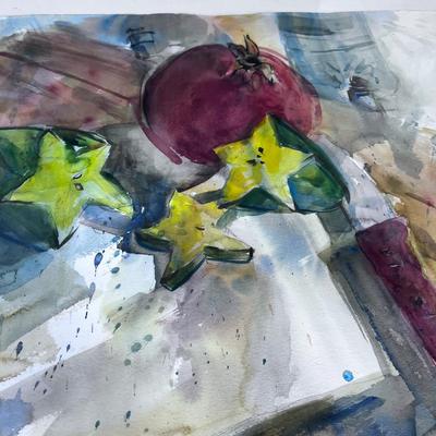 Framed Water Color by Sally Sweetland, Food Content