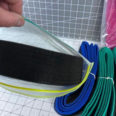 Karate Belts: Purple, Blue, Black, Green, Yellow 