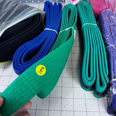 Karate Belts: Purple, Blue, Black, Green, Yellow 