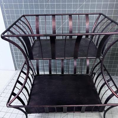 Metal 3 items: Centerpiece Double, Basket, Lamp