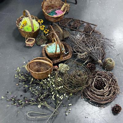Large Lot of Old Baskets and wreathy Decorative Items 