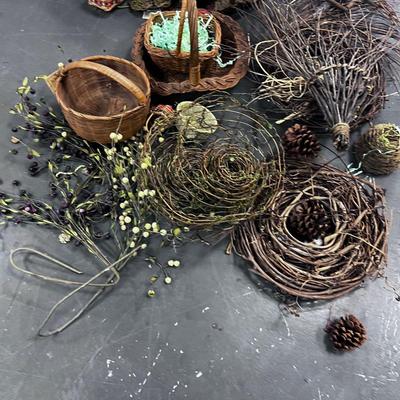 Large Lot of Old Baskets and wreathy Decorative Items 