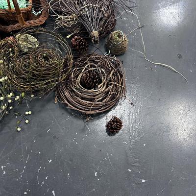 Large Lot of Old Baskets and wreathy Decorative Items 