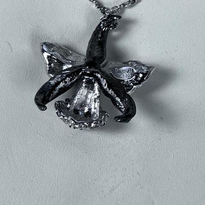 Nolan Miller Pendant, Lilly,  Silver Tones 