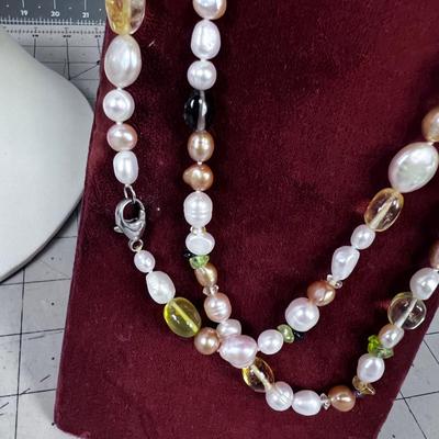 INCREDIBLE Pearls, Amber, Peridot More Pearls with Sterling Clasp
