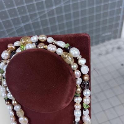 INCREDIBLE Pearls, Amber, Peridot More Pearls with Sterling Clasp