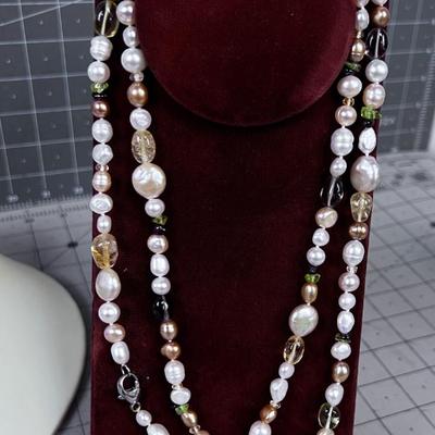 INCREDIBLE Pearls, Amber, Peridot More Pearls with Sterling Clasp