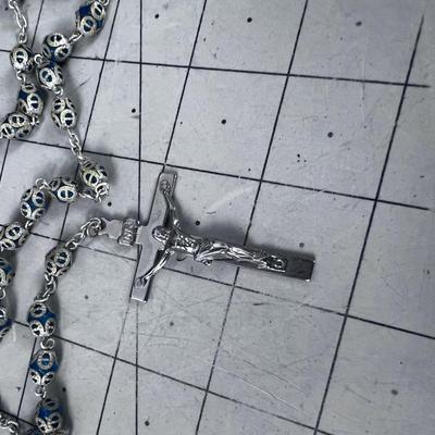 BLUE SILVER ROSARY 