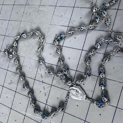 BLUE SILVER ROSARY 