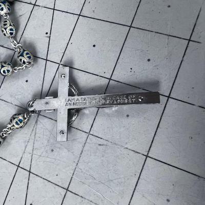 BLUE SILVER ROSARY 