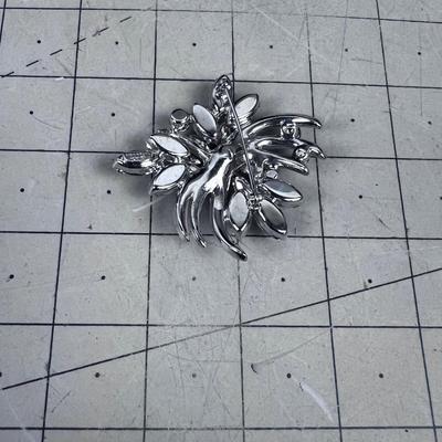 White and Faux Diamond Brooch