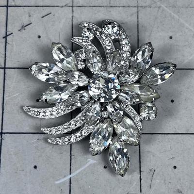 White and Faux Diamond Brooch
