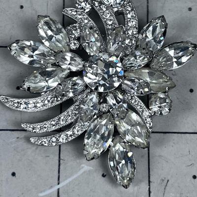 White and Faux Diamond Brooch