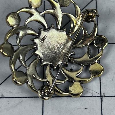 Brooch MONET Pearly Gold Tone 