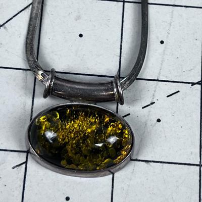 Synthetic AMBER on Really nice Silver Flat Chain