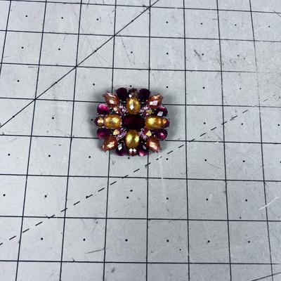 Pink Orange Red Brooch by L C 
