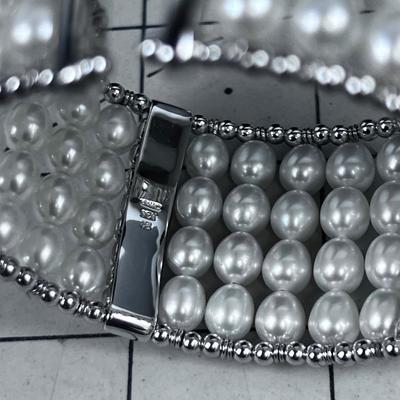 Silver 925 and Real Pearl Bracelet