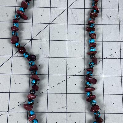 Goldstone Glittery And Turquoise "Like Stone" 