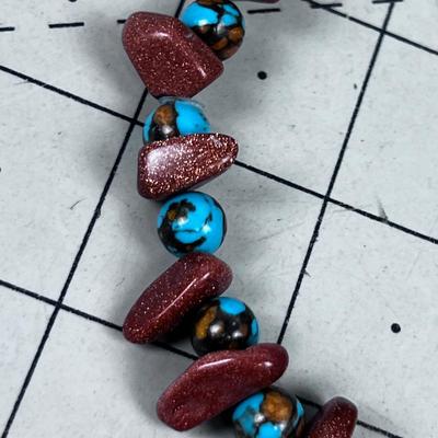Goldstone Glittery And Turquoise "Like Stone" 