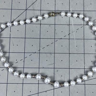 14K and Real Pearl Necklace - PRETTY! 